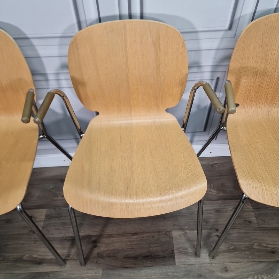 Retro Ikea Dietmar Chairs Set X4 Chrome Mid Century Style Arm Dining Desk Seat photo 240.0