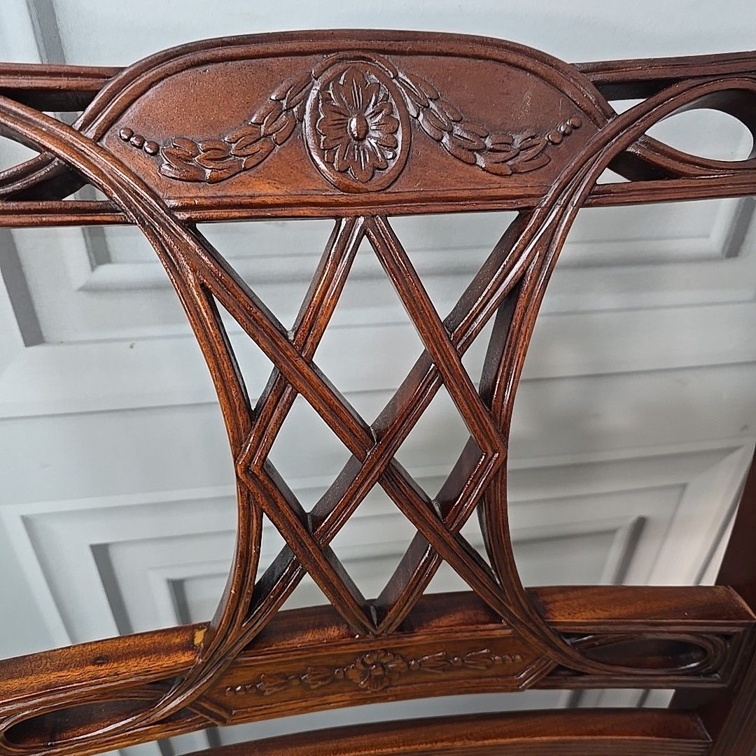 photo buy Regency Revival Dining Chairs – Carved Mahogany – Set 4 Antique Style Wooden