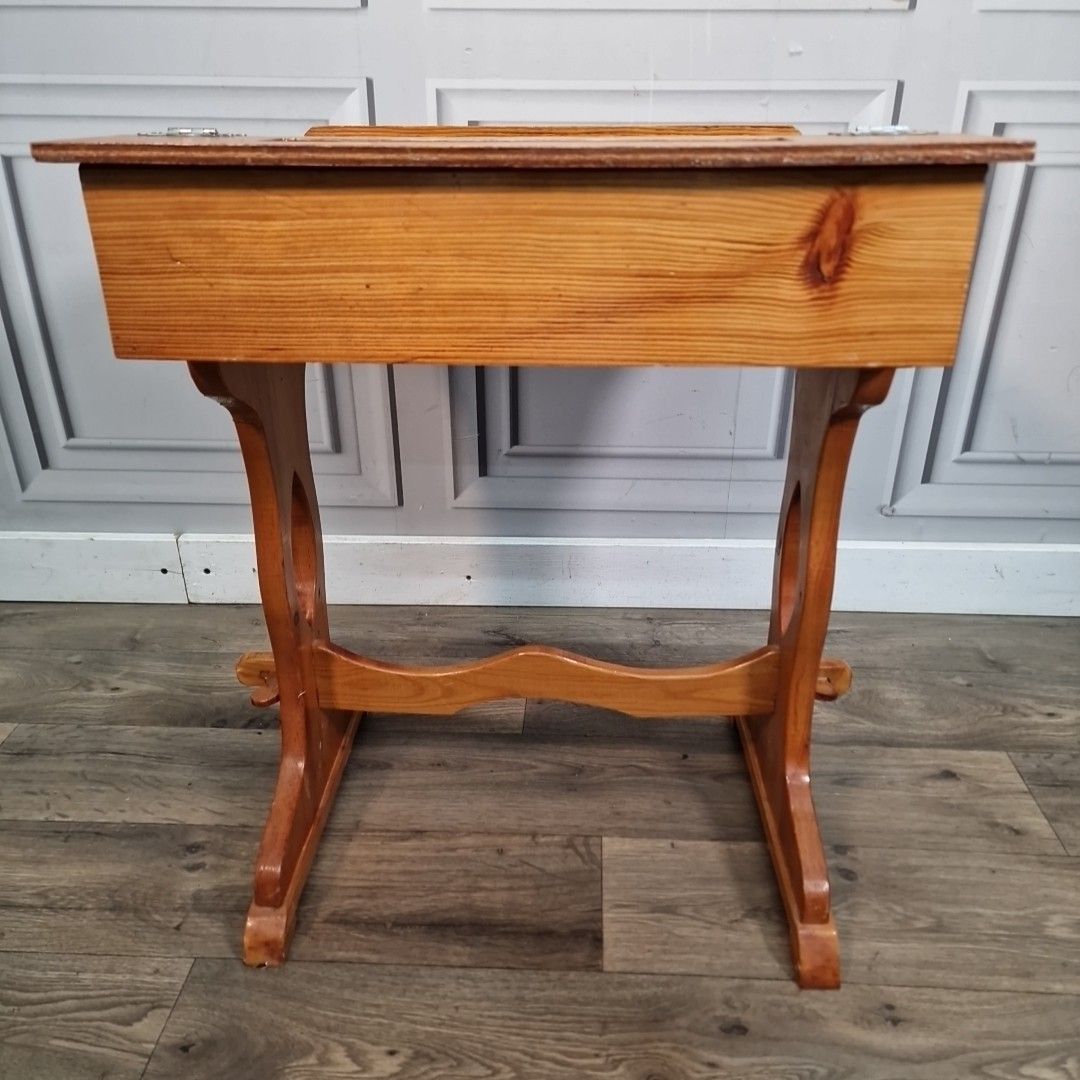 Vintage Pine Sloped Desk Child's Lift Up School Writing Trestle Base  Child photo Furniture