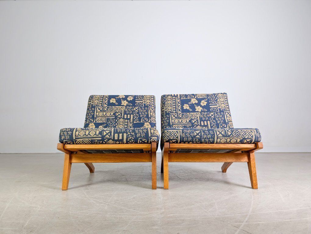 2x Original Getama Ge370 Midcentury Armchair Hans J. Wegner Oak photo for sale