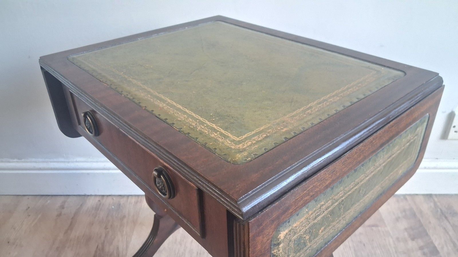 Furniture 1980's Regency Revival Mahogany & Leather  Accent ,Drinks,Lamp,Side Table photo