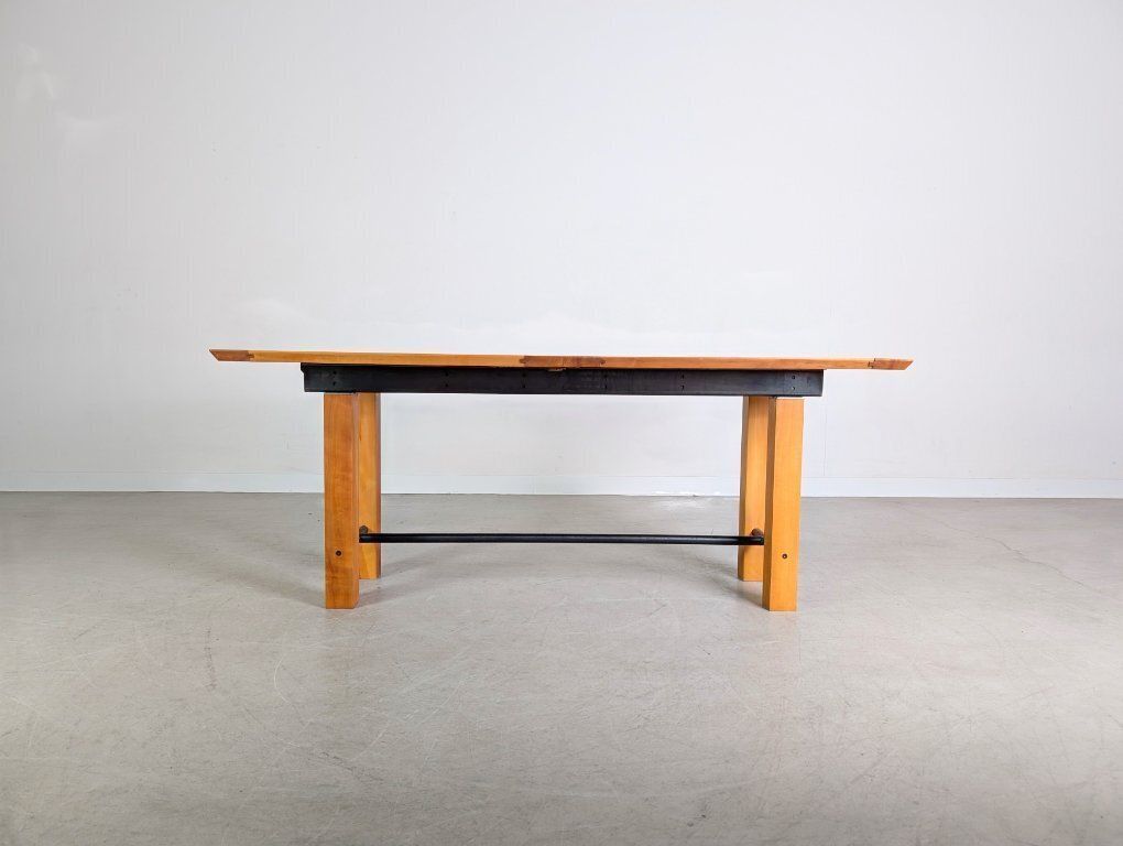 Large Wooden Dining Table, Beech Design, Country Style, Industrial Style photo for sale