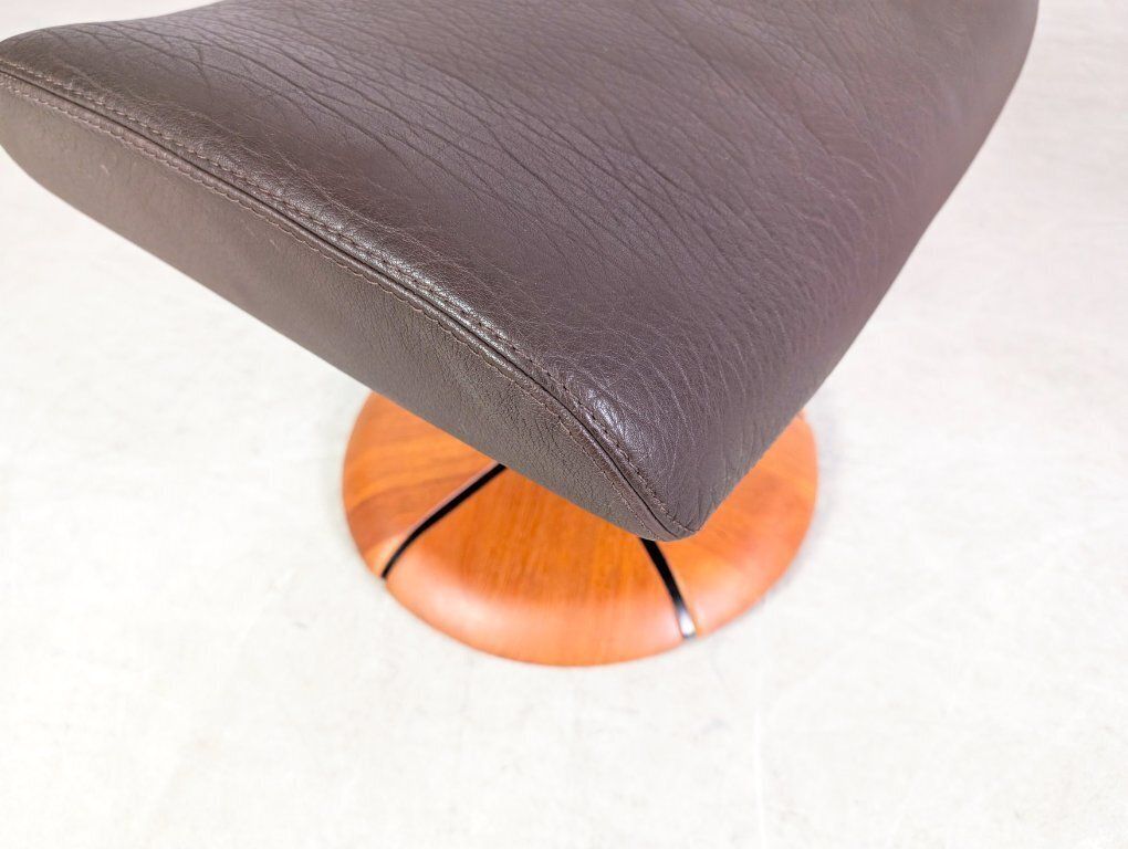 1107.0 Hs Design Teak Midcentury Armchair Leather With Ottoman Danish photo