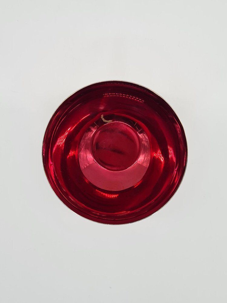 Swedish Decorative Bowl In Silver Plated Metal And Red Glass From Salvi Plet, 1960s photo vinterior