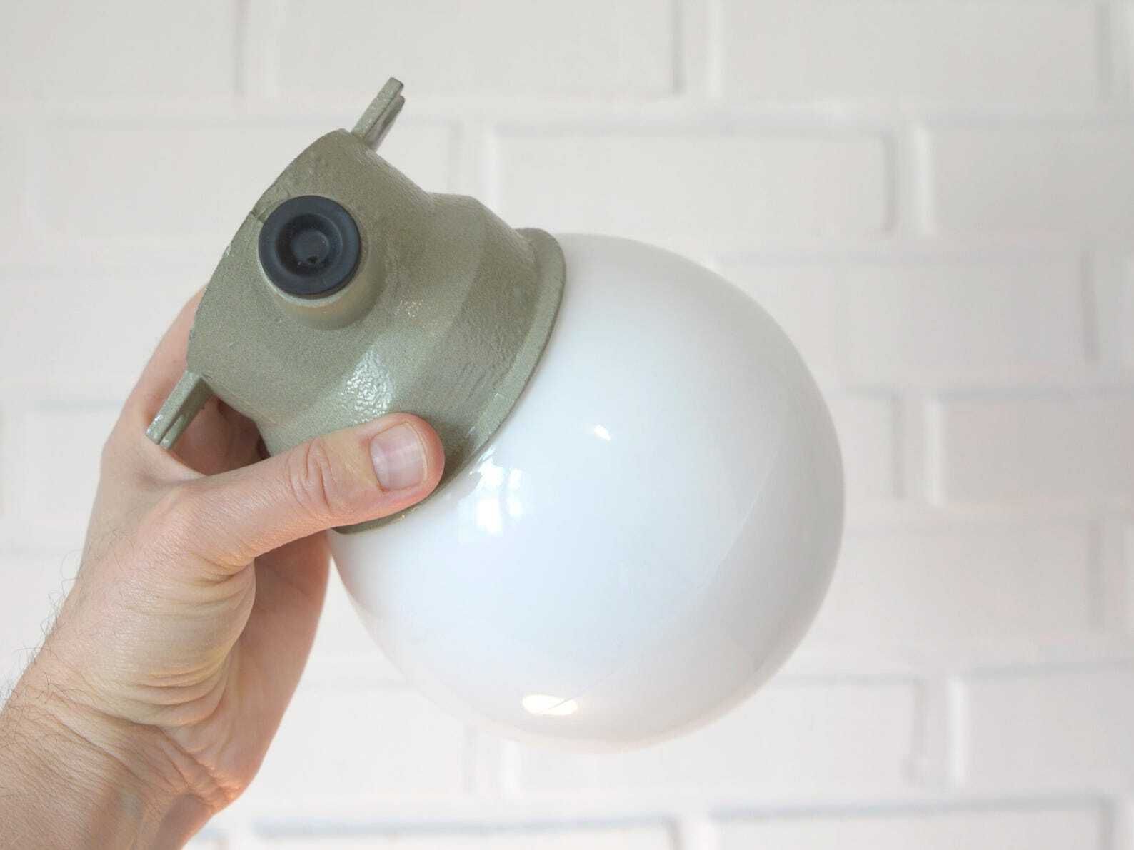 Pair Of Wall Lamps / Industrial Light Fixtures / Mid Century / Flush Mount Lights / Vintage Sconces / Yugoslavia 1960's photo buy