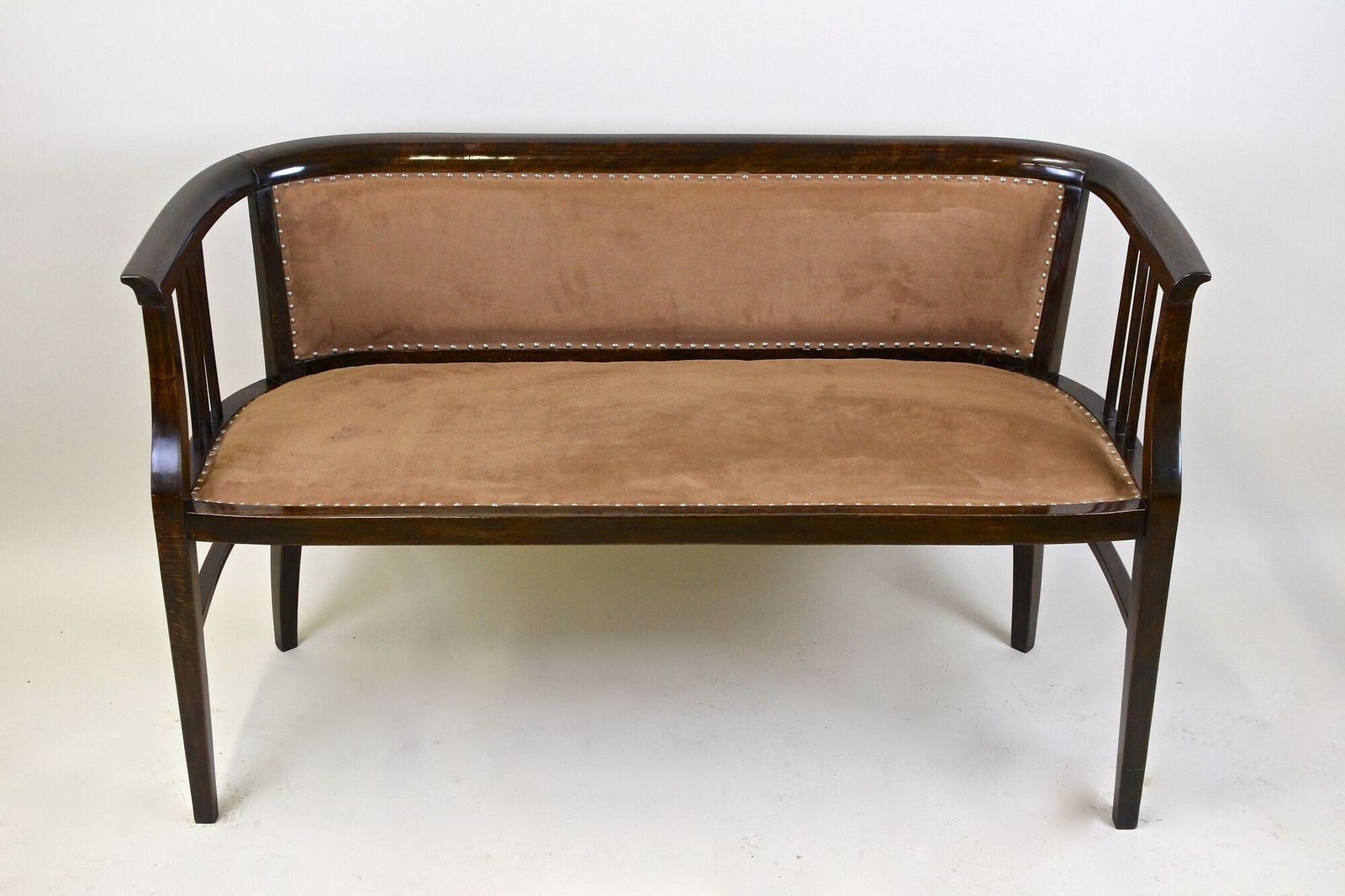 20th Century Art Nouveau Bench   Bentwood, Newly Upholstered, Austria Circa 1910 photo for sale