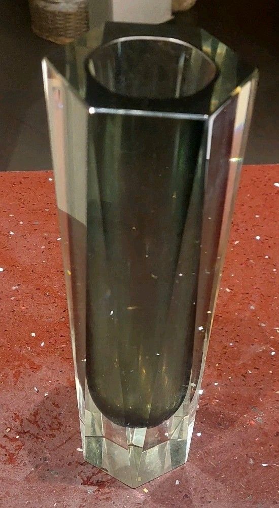 photo furniture Vintage Submerged Murano Glass Vase Smoke Grey Clear 60s