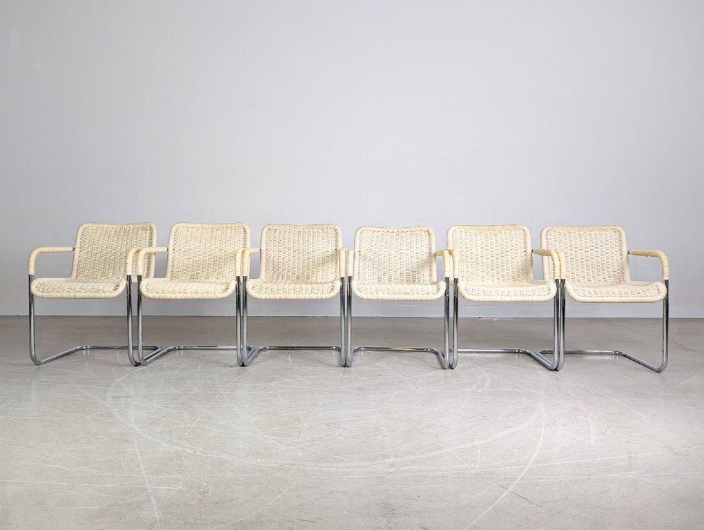 Set Of 6 Original Tecta D41 Cantilever Chairs Bauhaus Style Light Design photo vintage