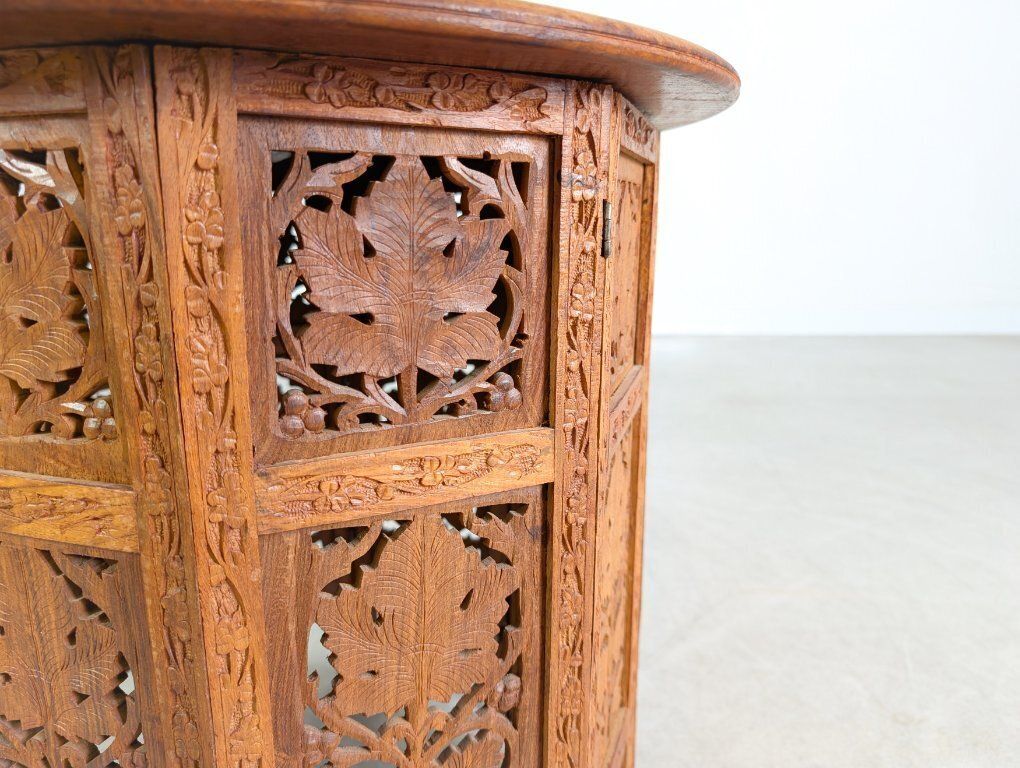 Hand Carved Tea Table, Art Deco Coffee Table, India, Walnut photo buy