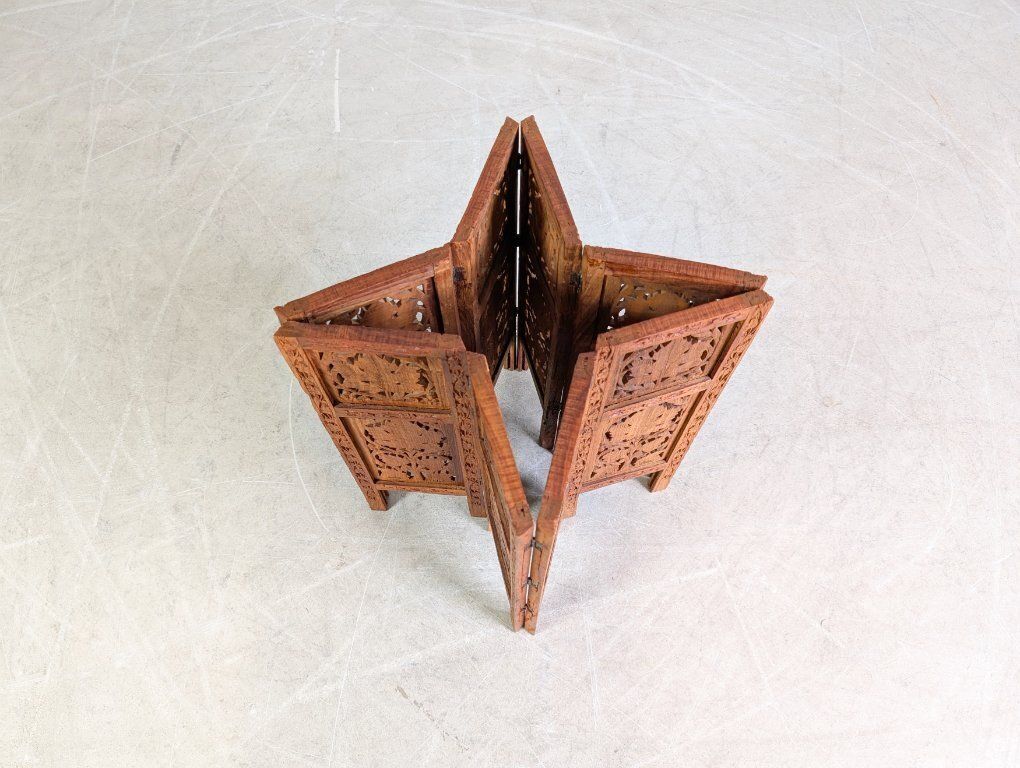 photo furniture Hand Carved Tea Table, Art Deco Coffee Table, India, Walnut