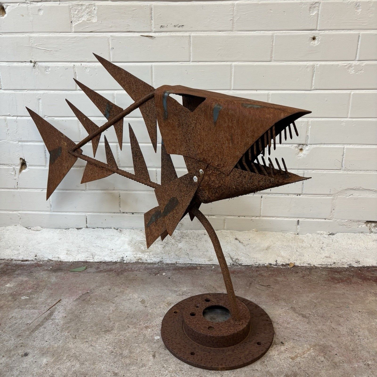 photo furniture A Hand Made, One Of A Kind Scrap Metal Piranha Sculpture.
