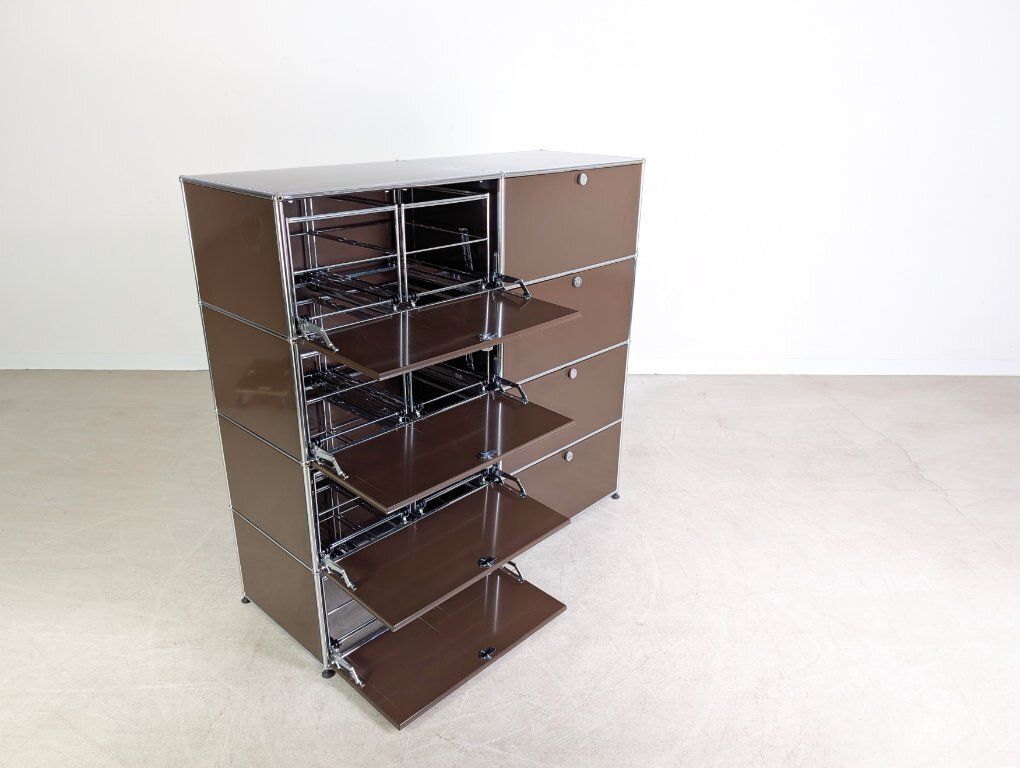 photo for sale Original Usm Haller Filing Cabinet 2x4 Brown Vintage Shelf Chest Of Drawers