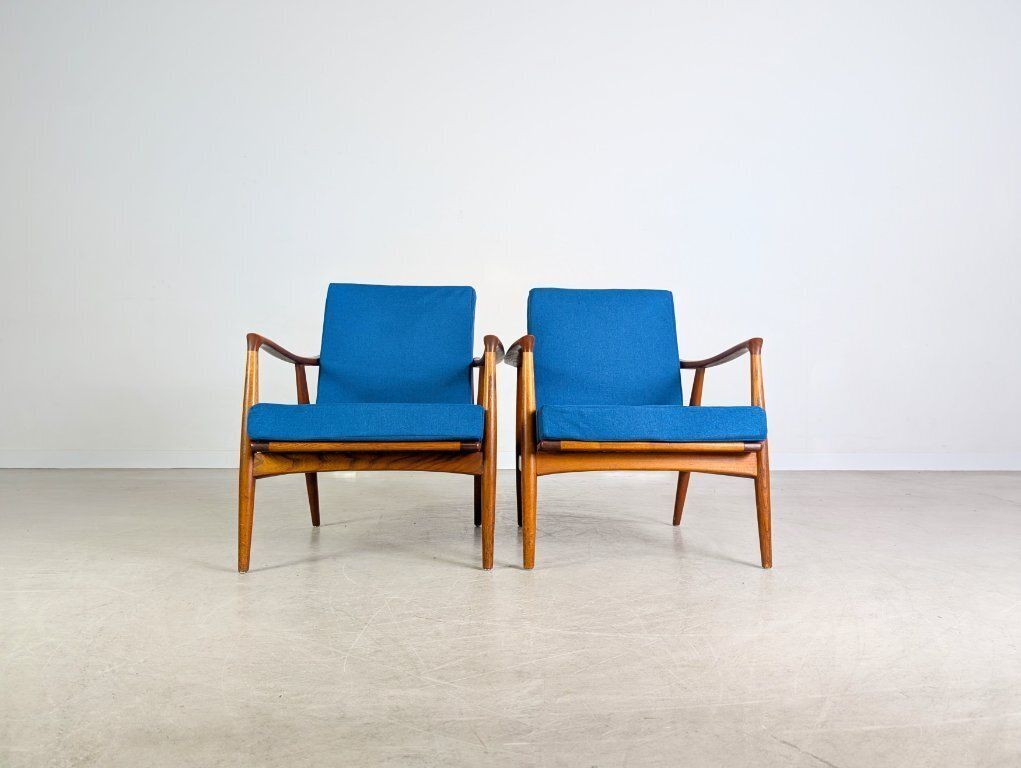 2x Original Midcentury Armchairs Teak Vintage Easy Chair photo for sale