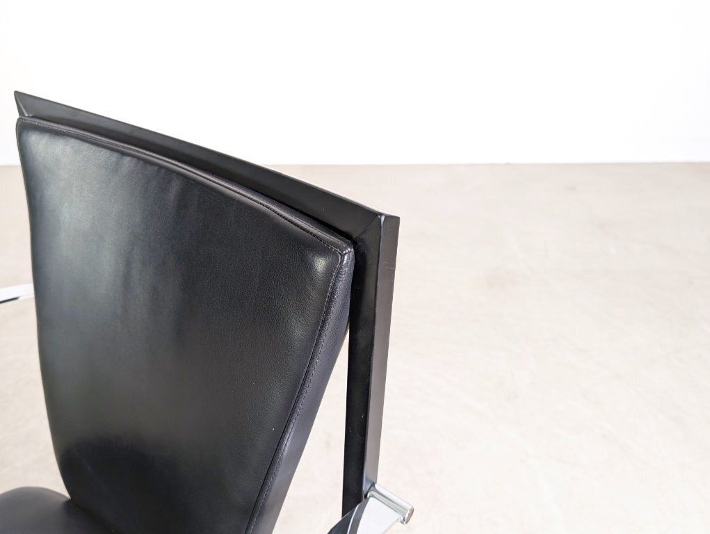 photo for sale Set Of 6 Original Ronald Schmitt Chairs, Leather Design, Black