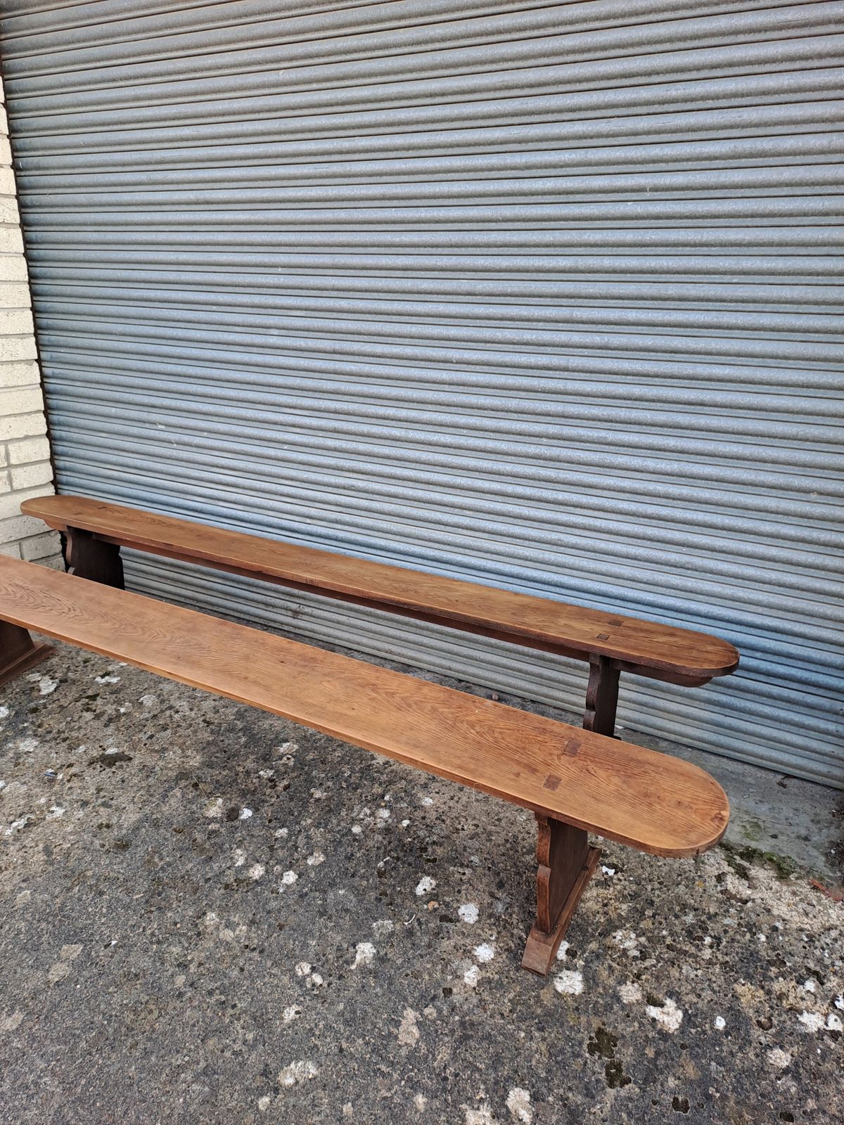 Exceptional Pair Of Extra Large Provincial Benches photo for sale