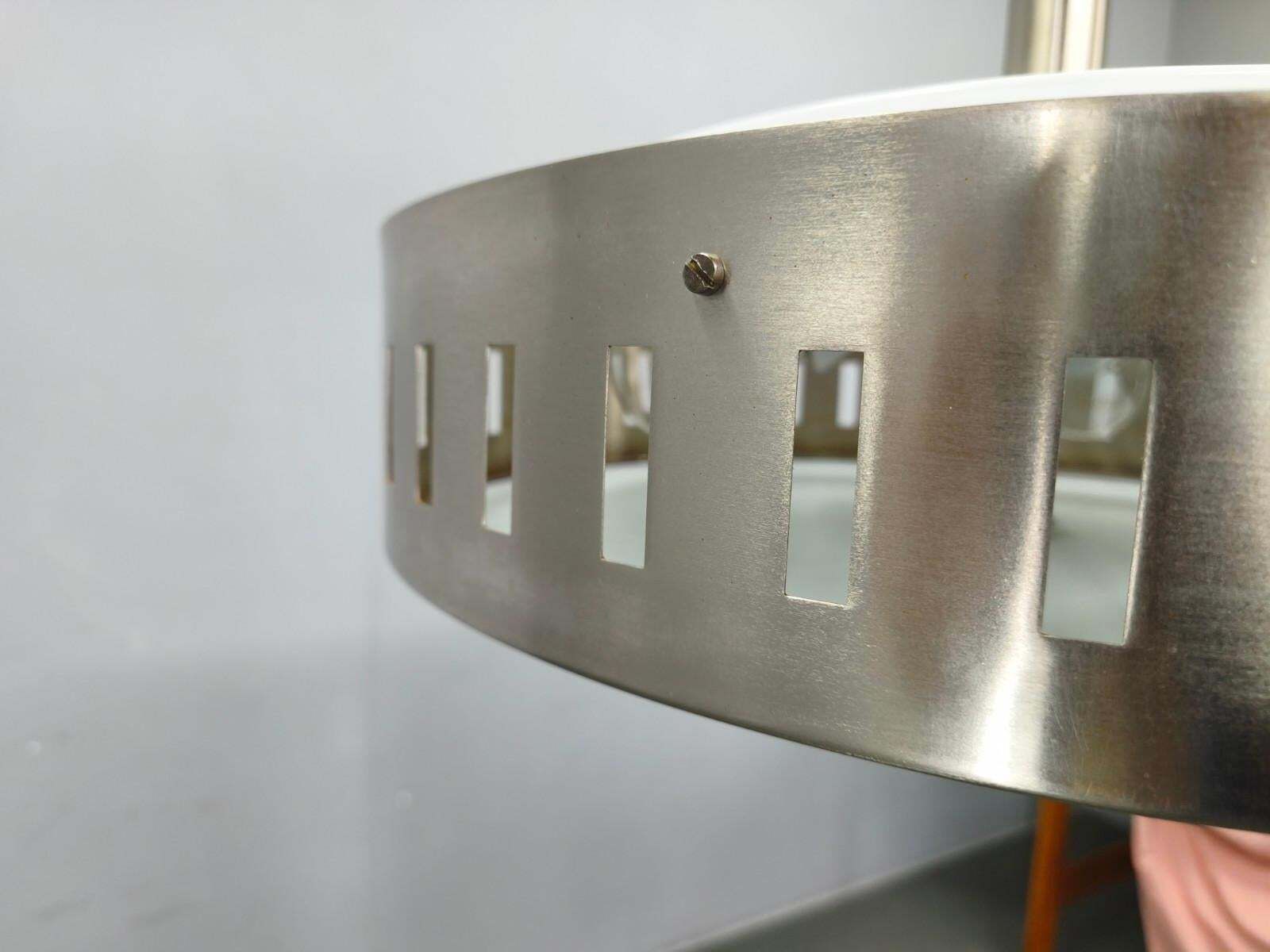 Space Age Ufo Chandelier, Metal And Glass, Czechoslovakia 1970s photo vintage