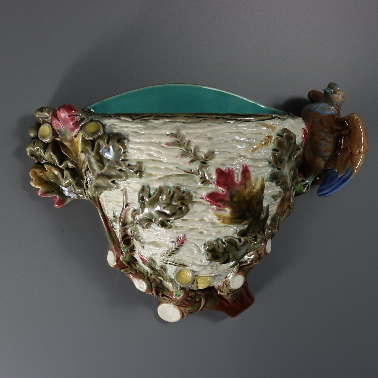 Wedgwood Majolica Bird On Nest Wall Pocket photo for sale