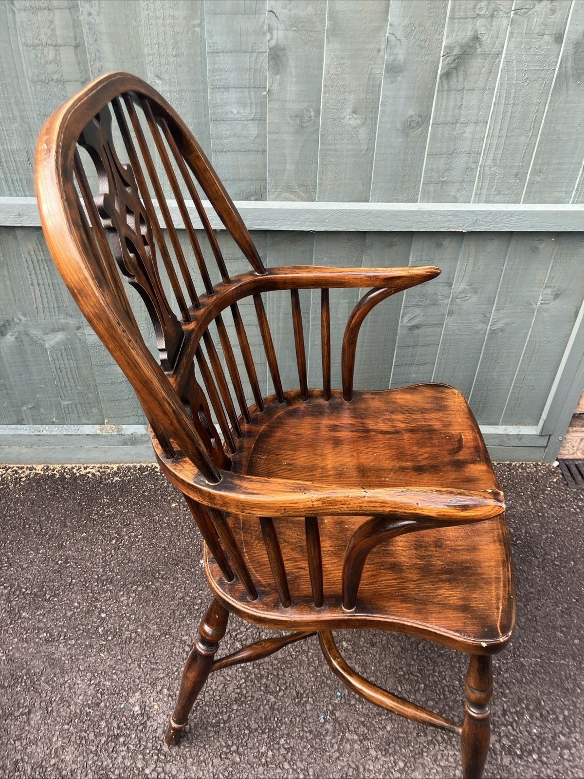 Stick & Hoop Fiddle Back Windsor Arm Chair Turned Legs Crinoline Stretcher photo furniture