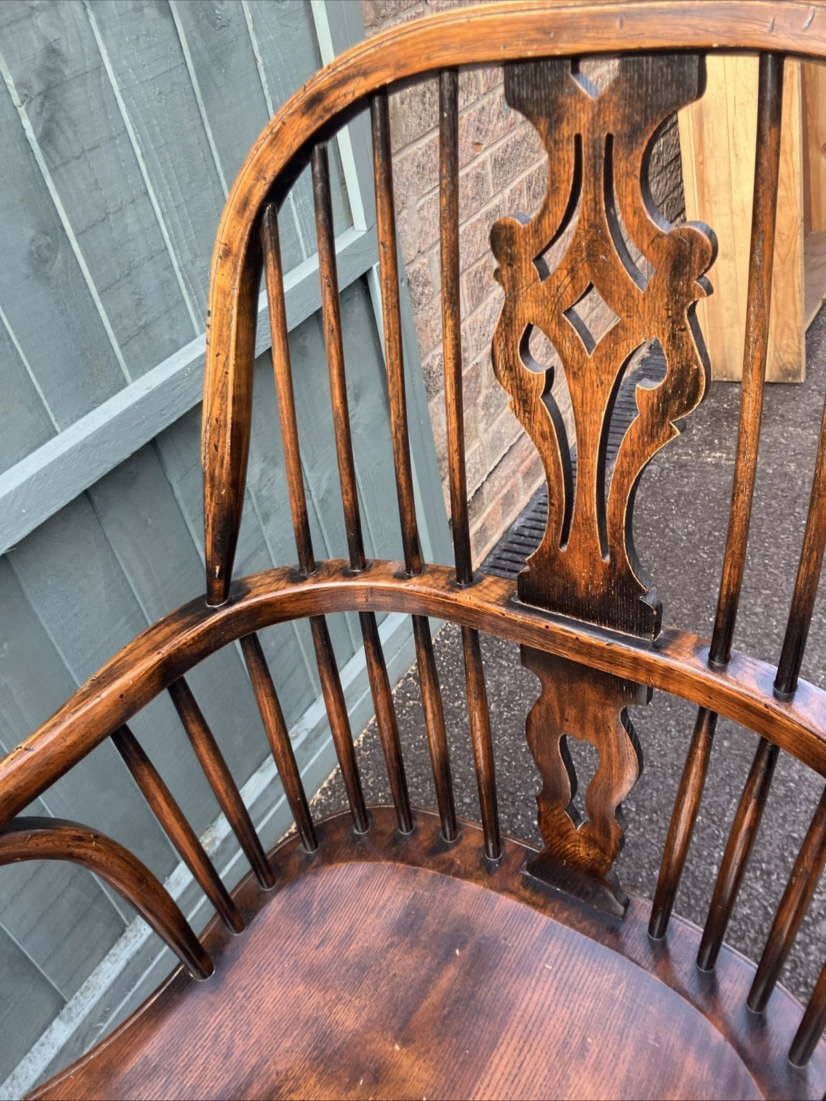 Stick & Hoop Fiddle Back Windsor Arm Chair Turned Legs Crinoline Stretcher photo Furniture