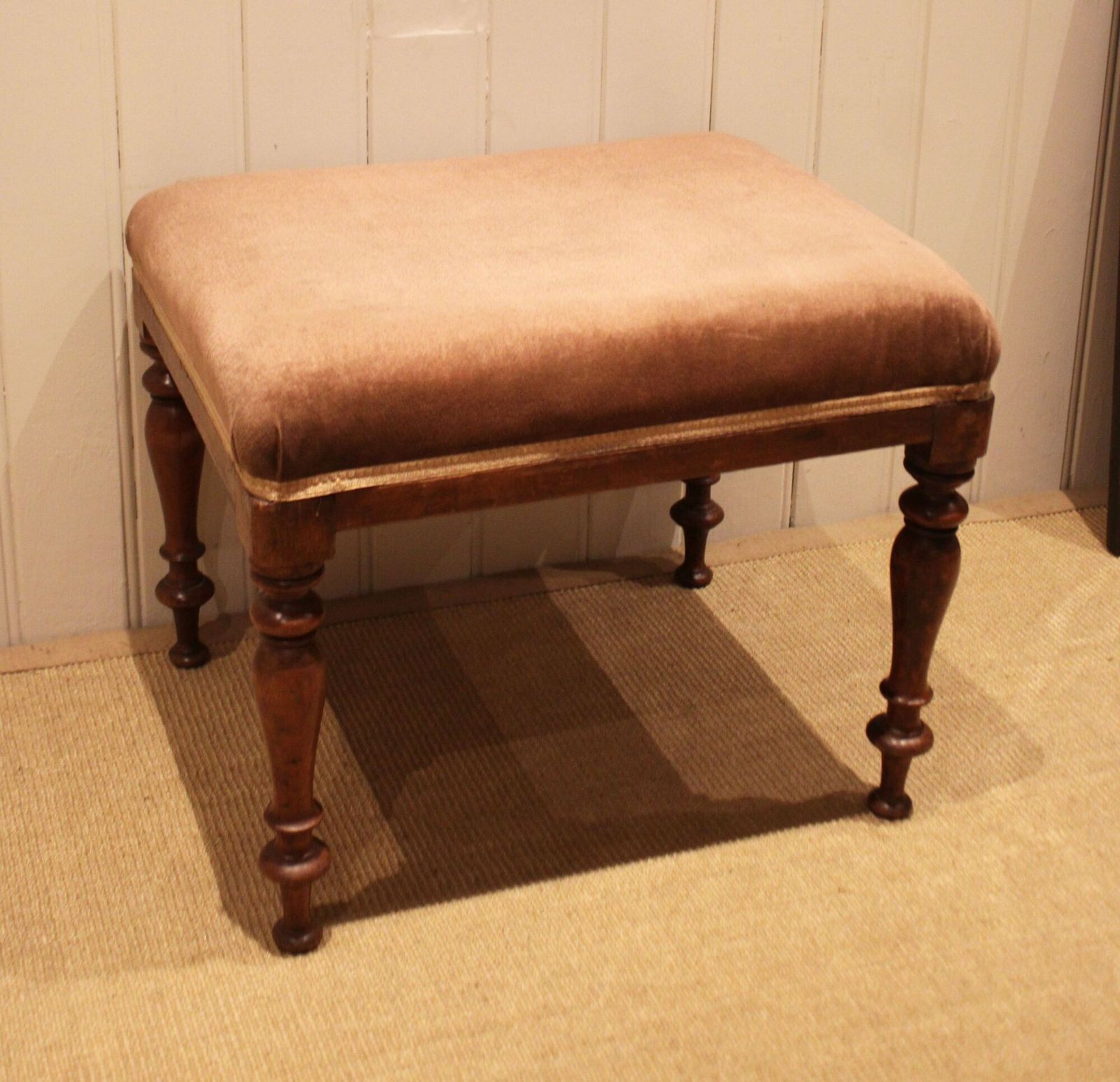 Mahogany Upholstered Stool, 1800s photo for sale