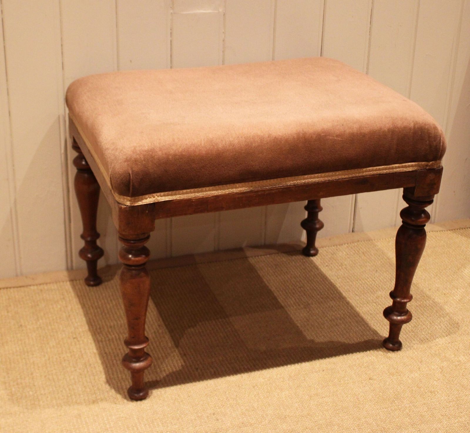 Mahogany Upholstered Stool, 1800s photo vinterior