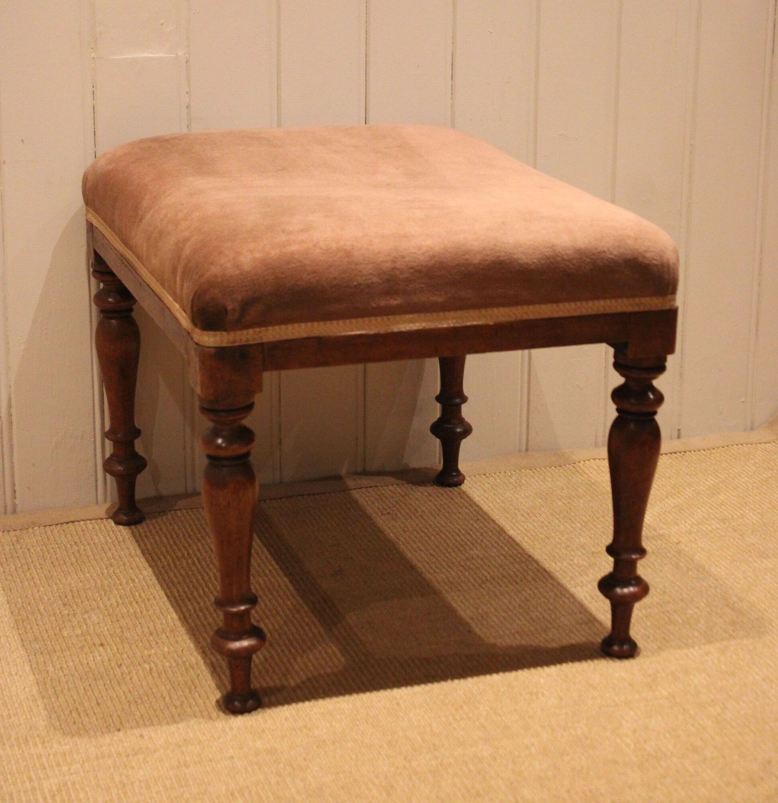 photo for sale Mahogany Upholstered Stool, 1800s