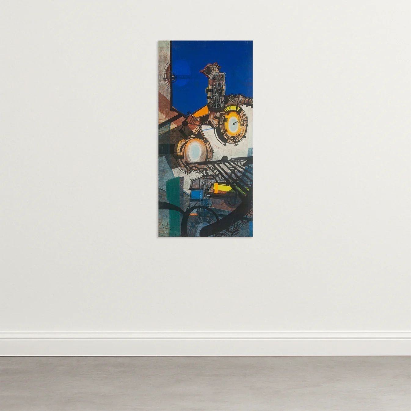 Industrial Geometric Abstraction – Signed   Oil On Fine Canvas photo furniture