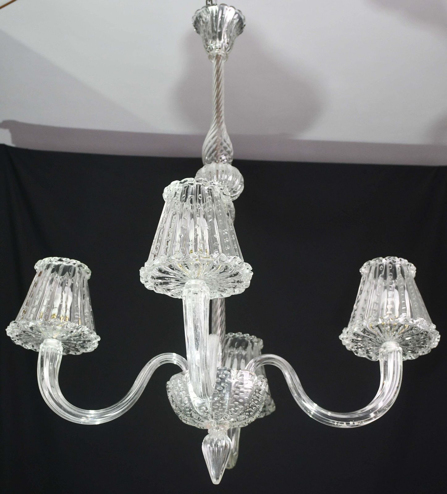 Luxury Art Decò Barovier E Toso Chandelier, Murano "Bubble" Glass, 1950s photo furniture