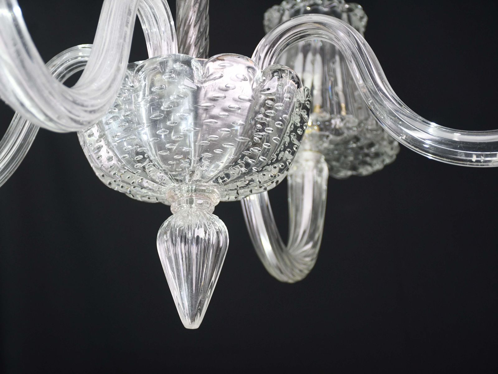 Luxury Art Decò Barovier E Toso Chandelier, Murano "Bubble" Glass, 1950s photo vintage