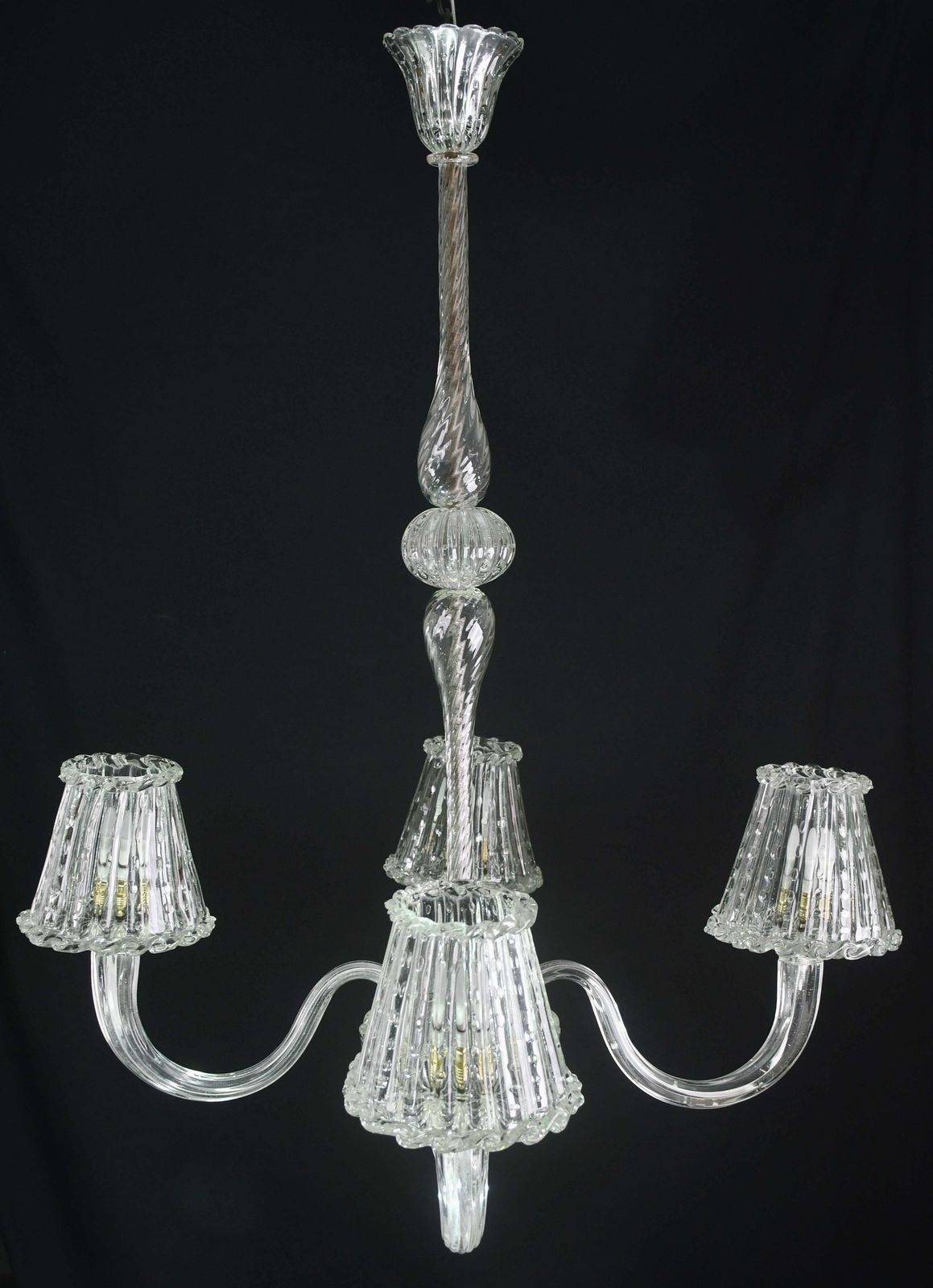 photo furniture Luxury Art Decò Barovier E Toso Chandelier, Murano "Bubble" Glass, 1950s