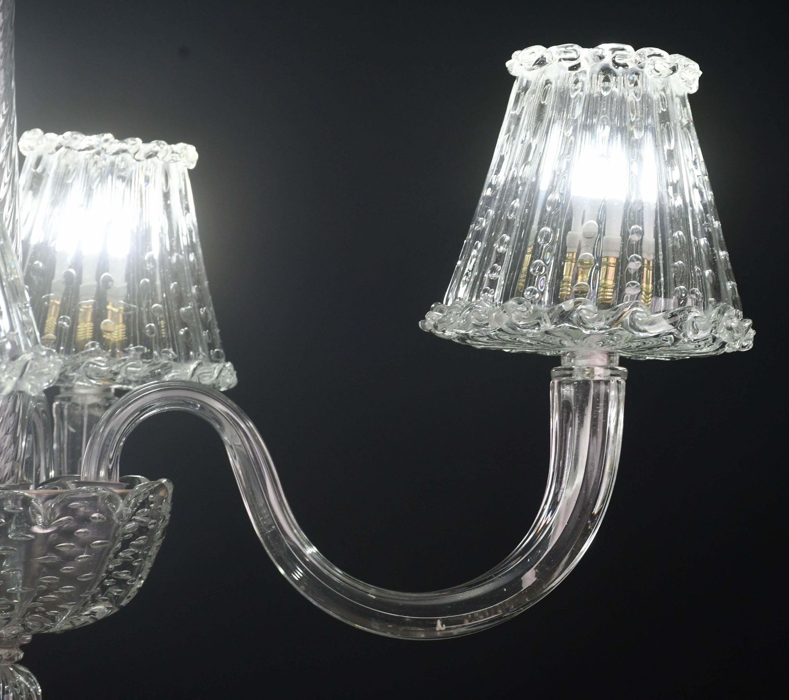 6346.0 Luxury Art Decò Barovier E Toso Chandelier, Murano "Bubble" Glass, 1950s photo