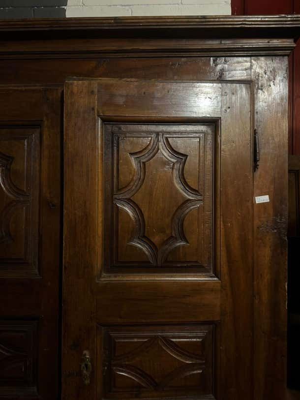 Two Door Solid Walnut Closet, Carved In Panels, Italy photo vinterior
