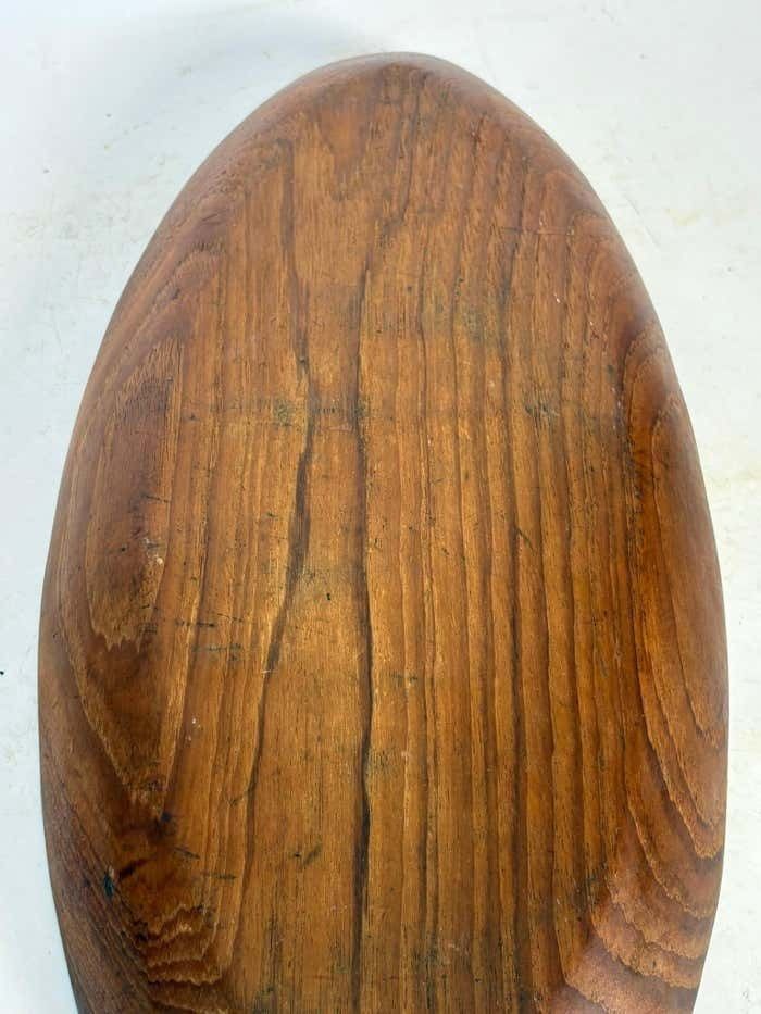 photo furniture Wooden Trinket Tray Carved Motif Oval Shape Beautiful Patina France 1970