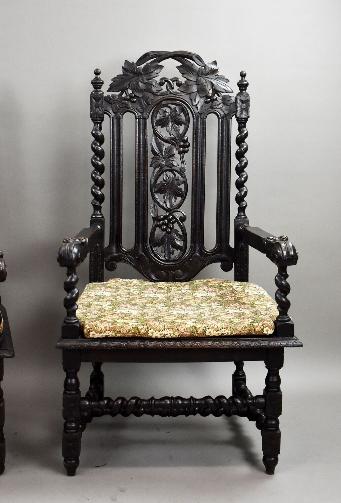 Near Pair Late 19th Century Carved Throne Chairs photo 650.0