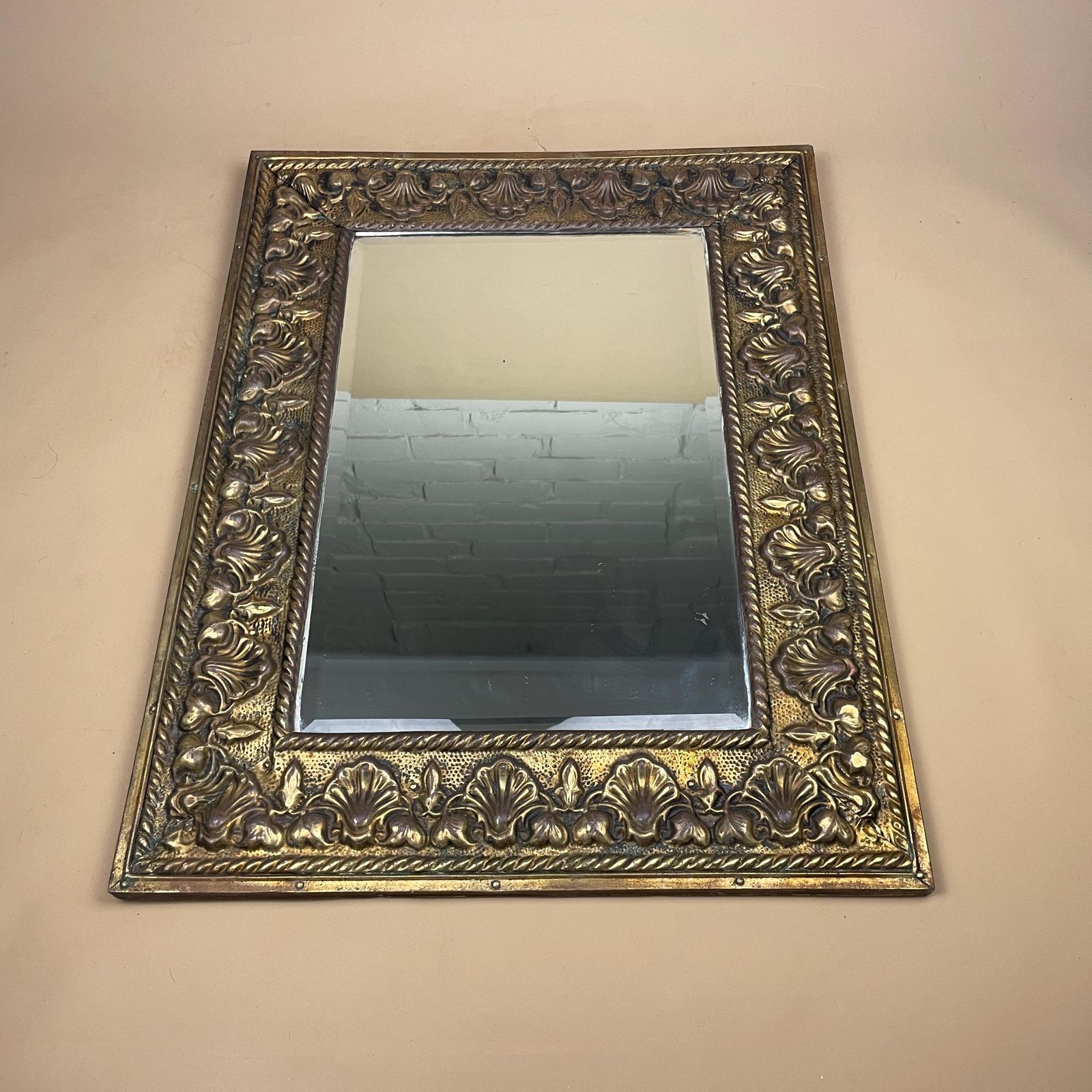 Ornate Gold Wall Mirror Portrait Rectangle Metal Frame Bevelled Glass Baroque Rococo Style Hollywood Regency Hallway Living Room