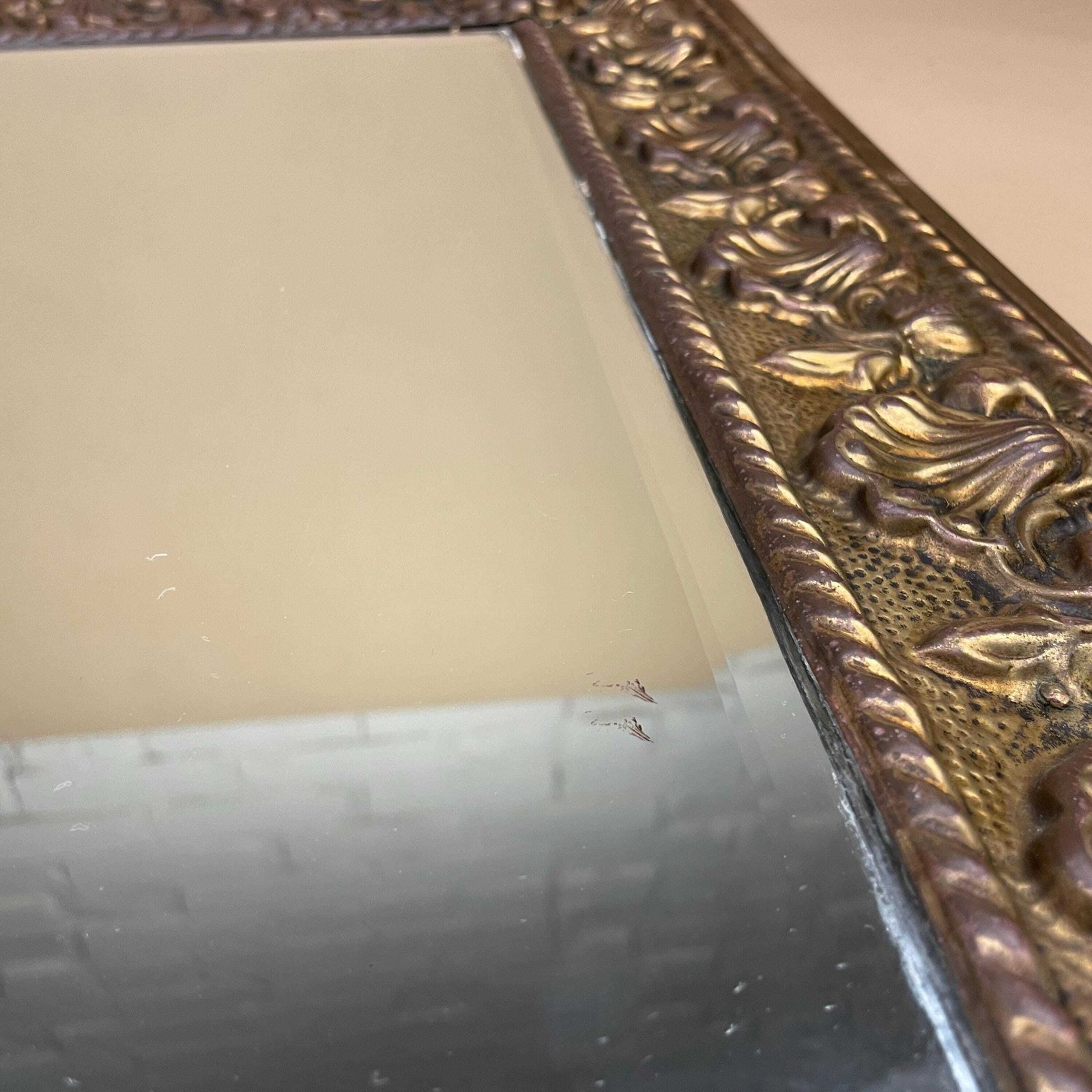 Ornate Gold Wall Mirror Portrait Rectangle Metal Frame Bevelled Glass Baroque Rococo Style Hollywood Regency Hallway Living Room photo 159.0