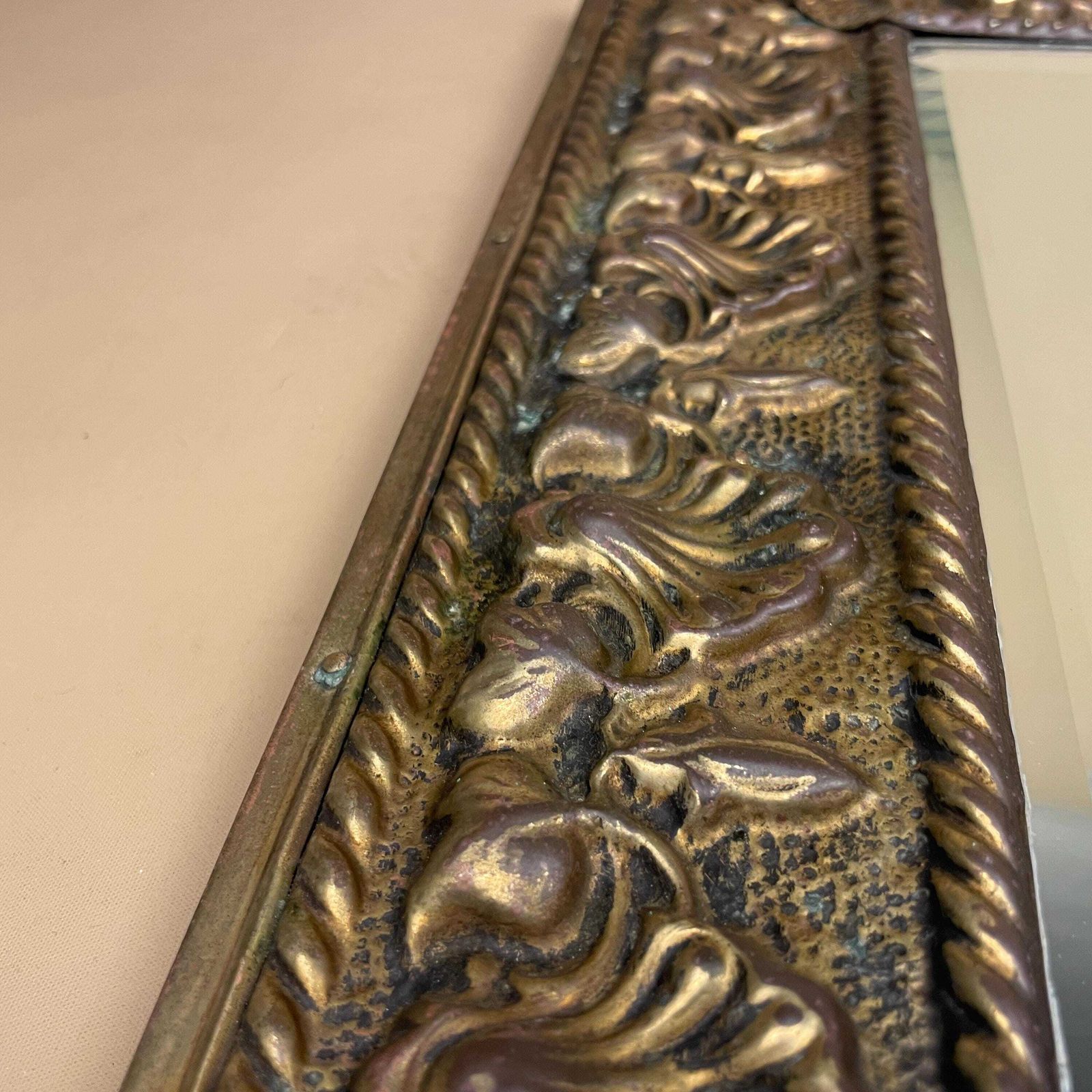 photo furniture Ornate Gold Wall Mirror Portrait Rectangle Metal Frame Bevelled Glass Baroque Rococo Style Hollywood Regency Hallway Living Room