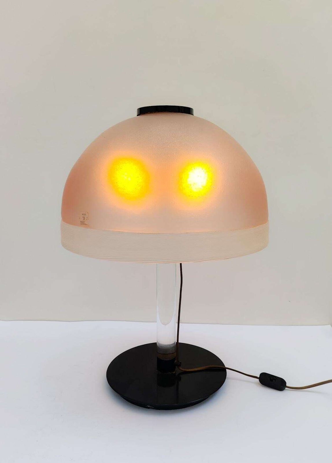 Rare Pink Murano Glass And Lucite Table Lamp From Venini, Designed In The 1980s. Big Size. photo furniture