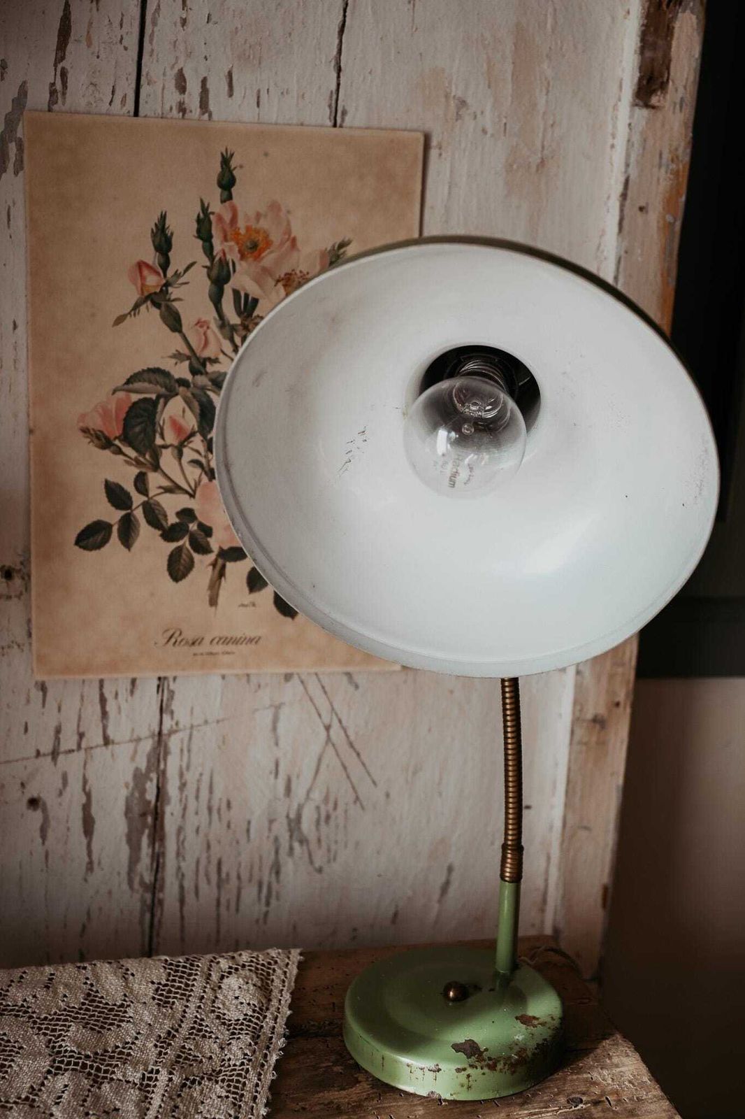 1960s Acid Green Adjustable Desk Lamp   Mid Century Task Light photo for sale