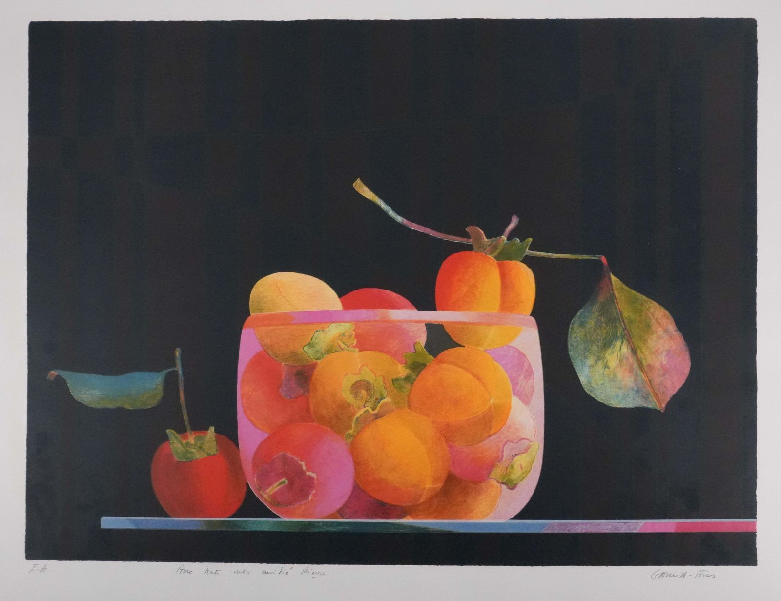 Pierre Garcia Fons Orange Fruits   Original Lithograph, Signed photo for sale