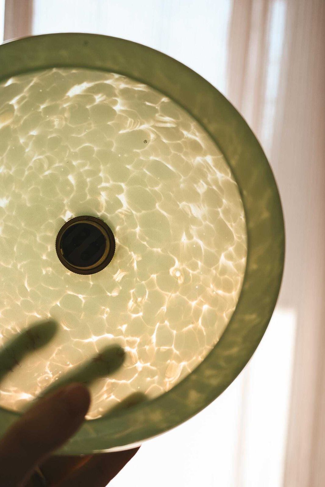 Pair Of 1950s Clichy Glass Pendant Lights   Aqua Green Marbled Glass photo Lighting