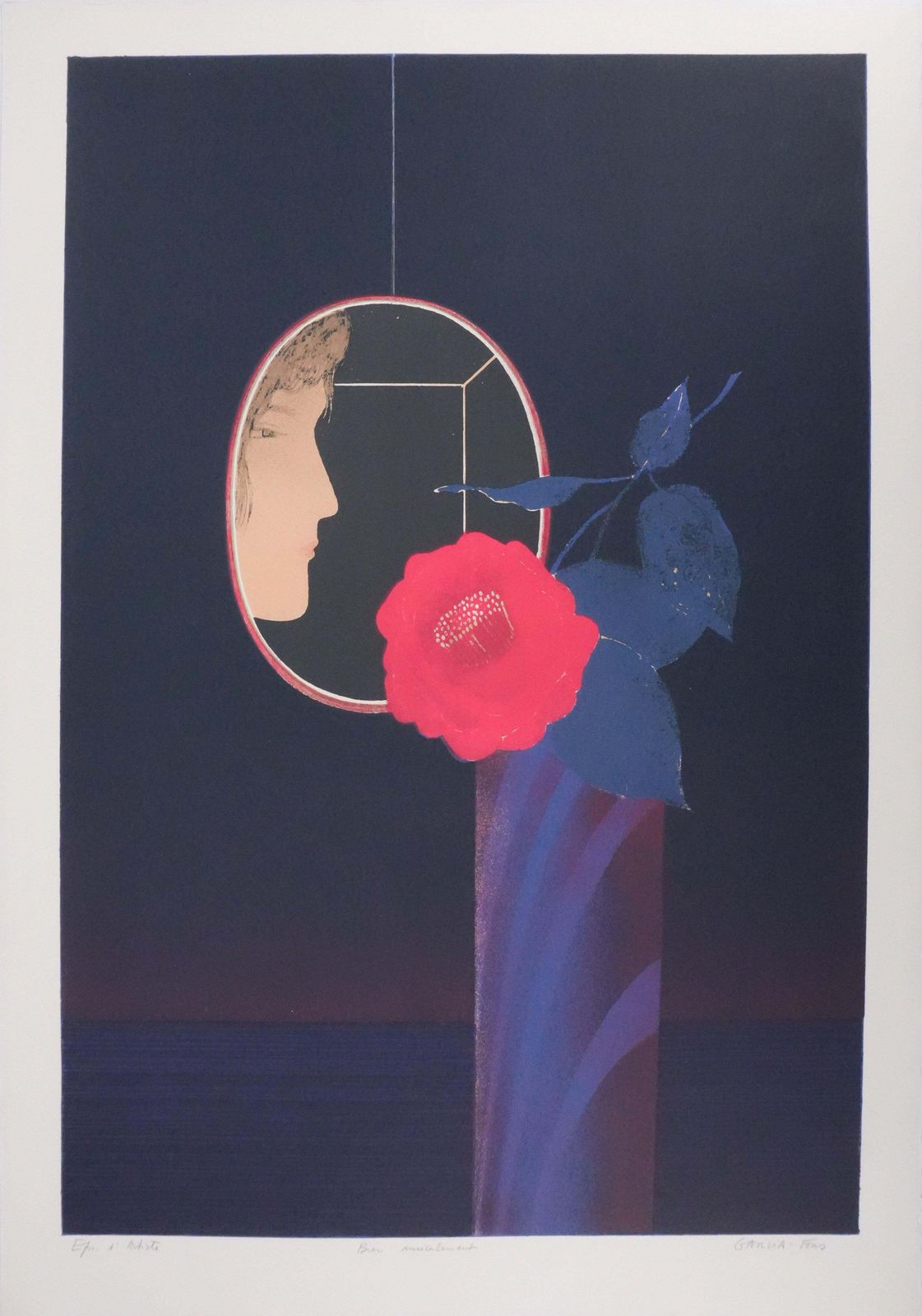 Pierre Garcia Fons Woman With A Rose   Original Lithograph, Signed