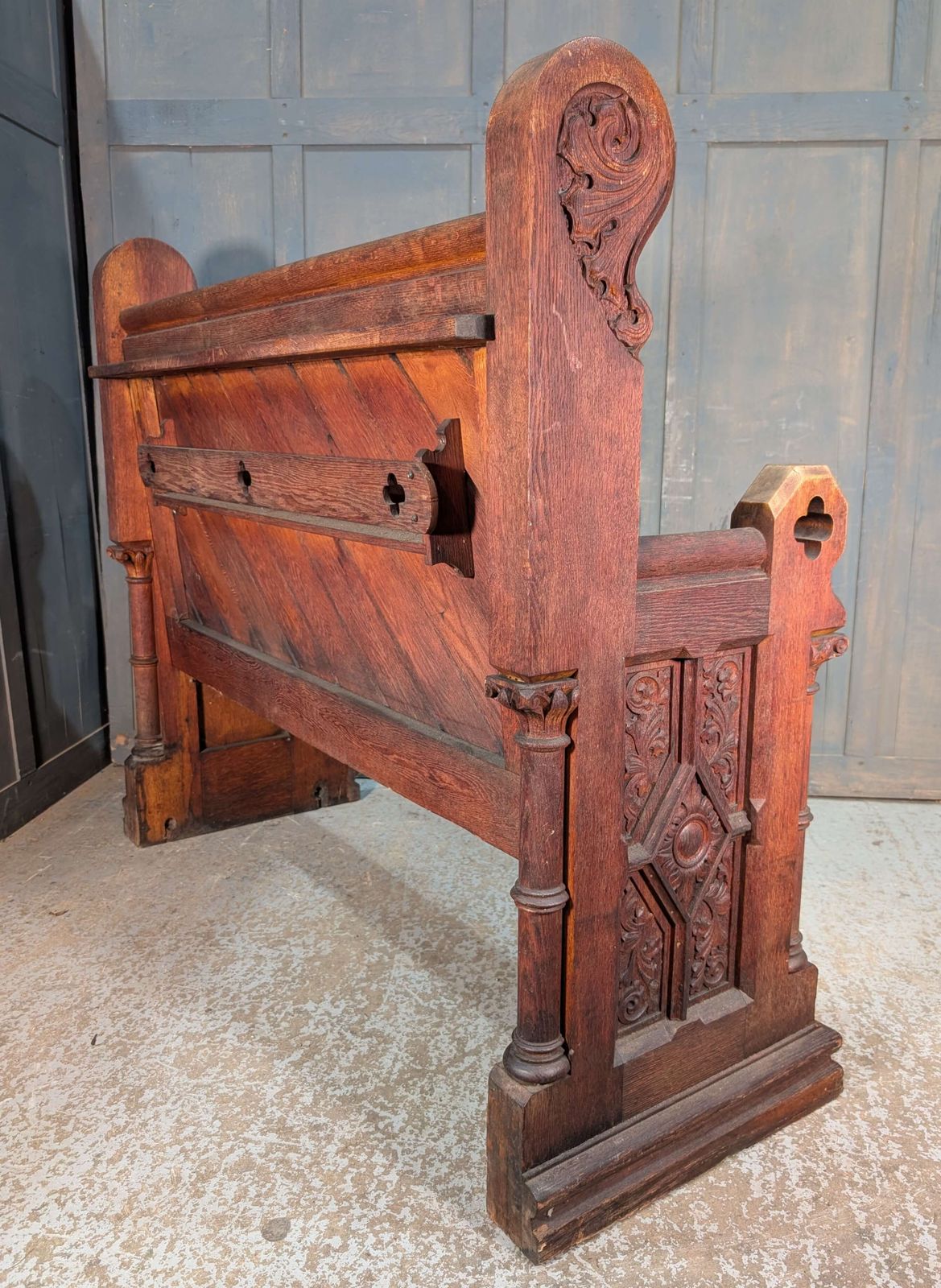 Highly Carved Oak Antique Gothic Choir Pew Bench From A Surrey Church photo Furniture