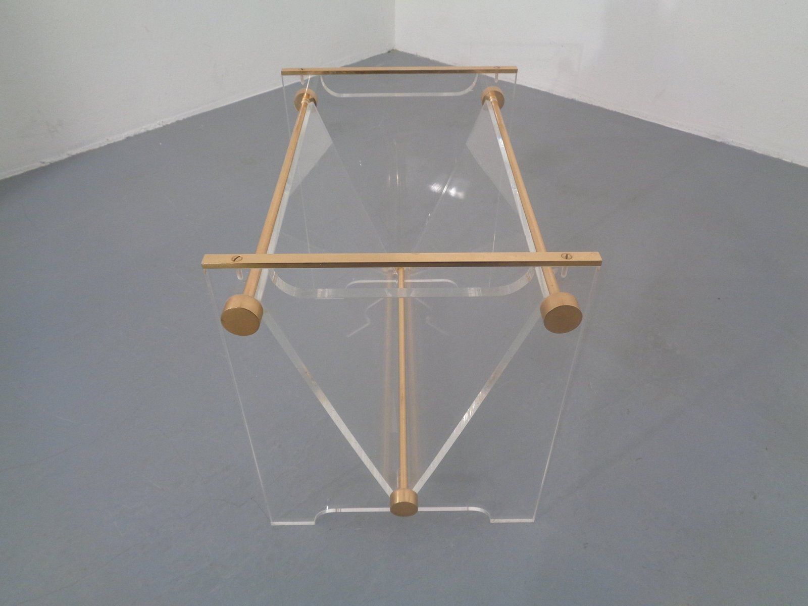 339.0 Acrylic Glass And Brass Magazine Rack By David Lange For Marais International, France, 1970s photo