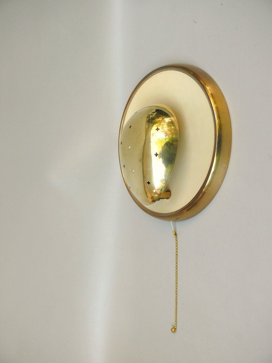 Extraordinary Mid Century Brass Wall Lamp With Star Decoration, 1960s