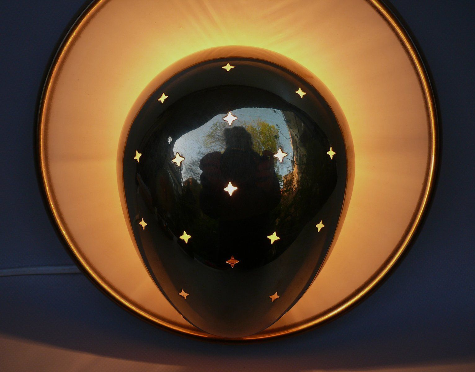 Extraordinary Mid Century Brass Wall Lamp With Star Decoration, 1960s photo vintage