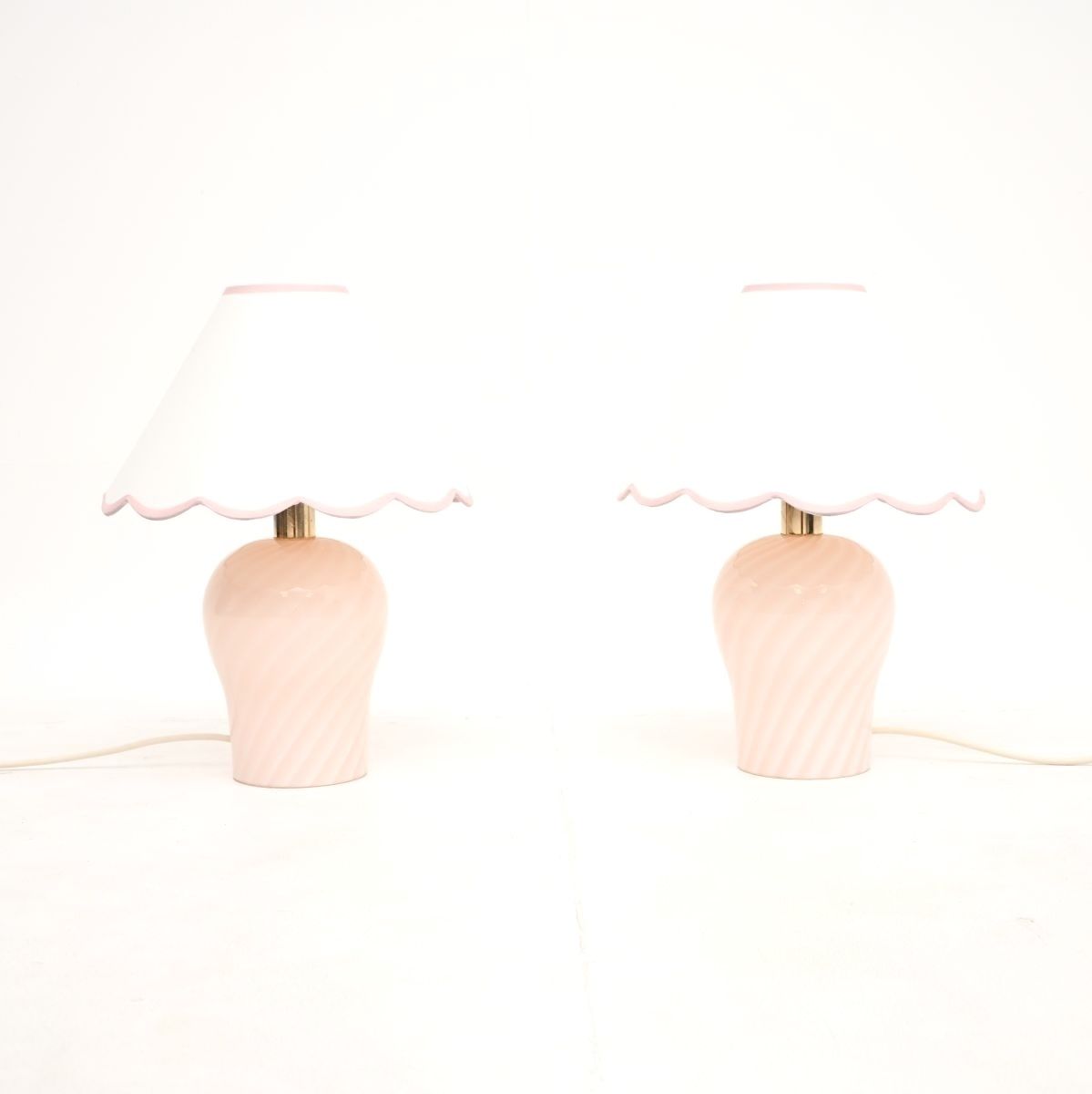 Pair Of Vintage Italian Murano Glass Table Lamps By Da Vinci