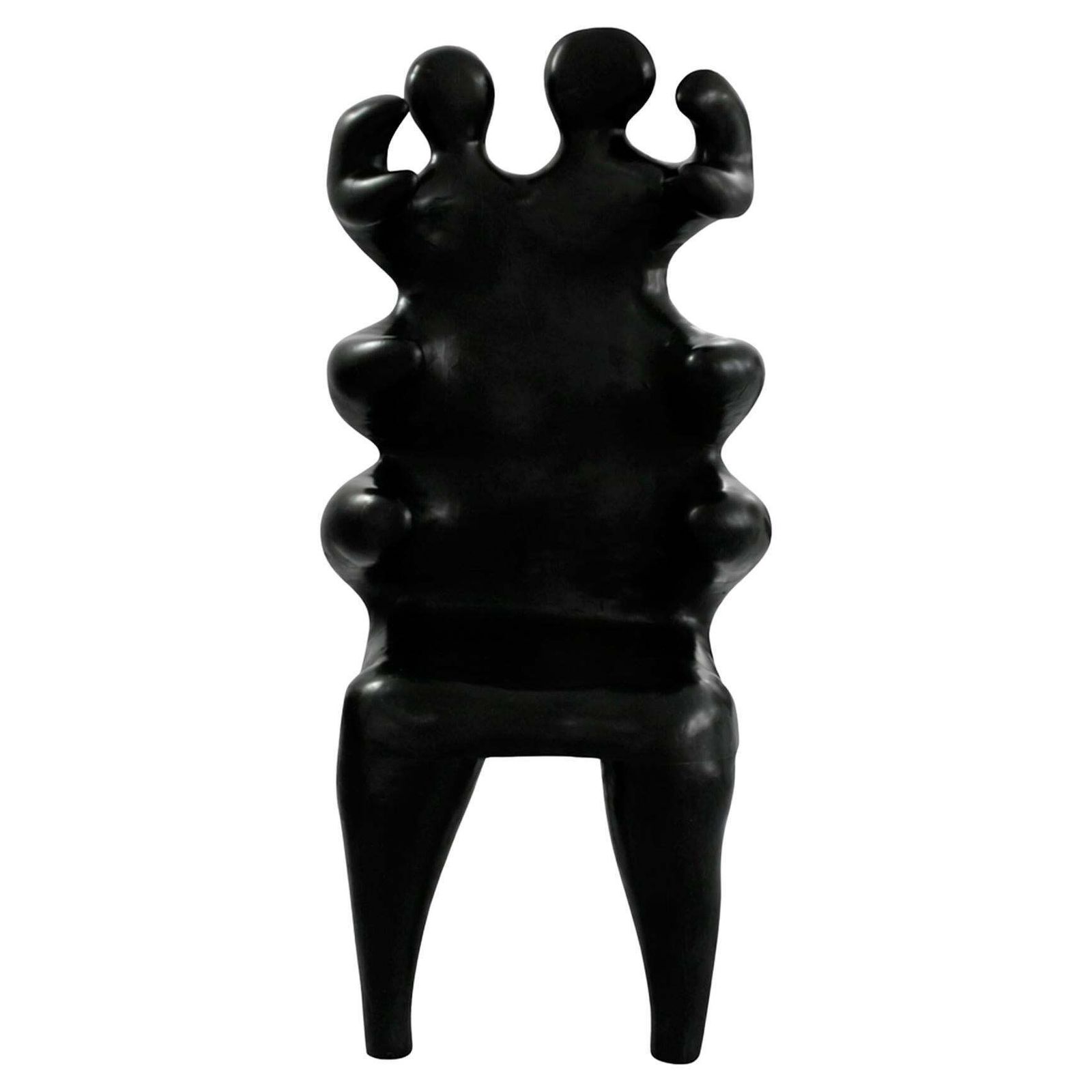 20th Century Paul Covaci Sculptural Black Solid Wood Romanian 1980s Armchair