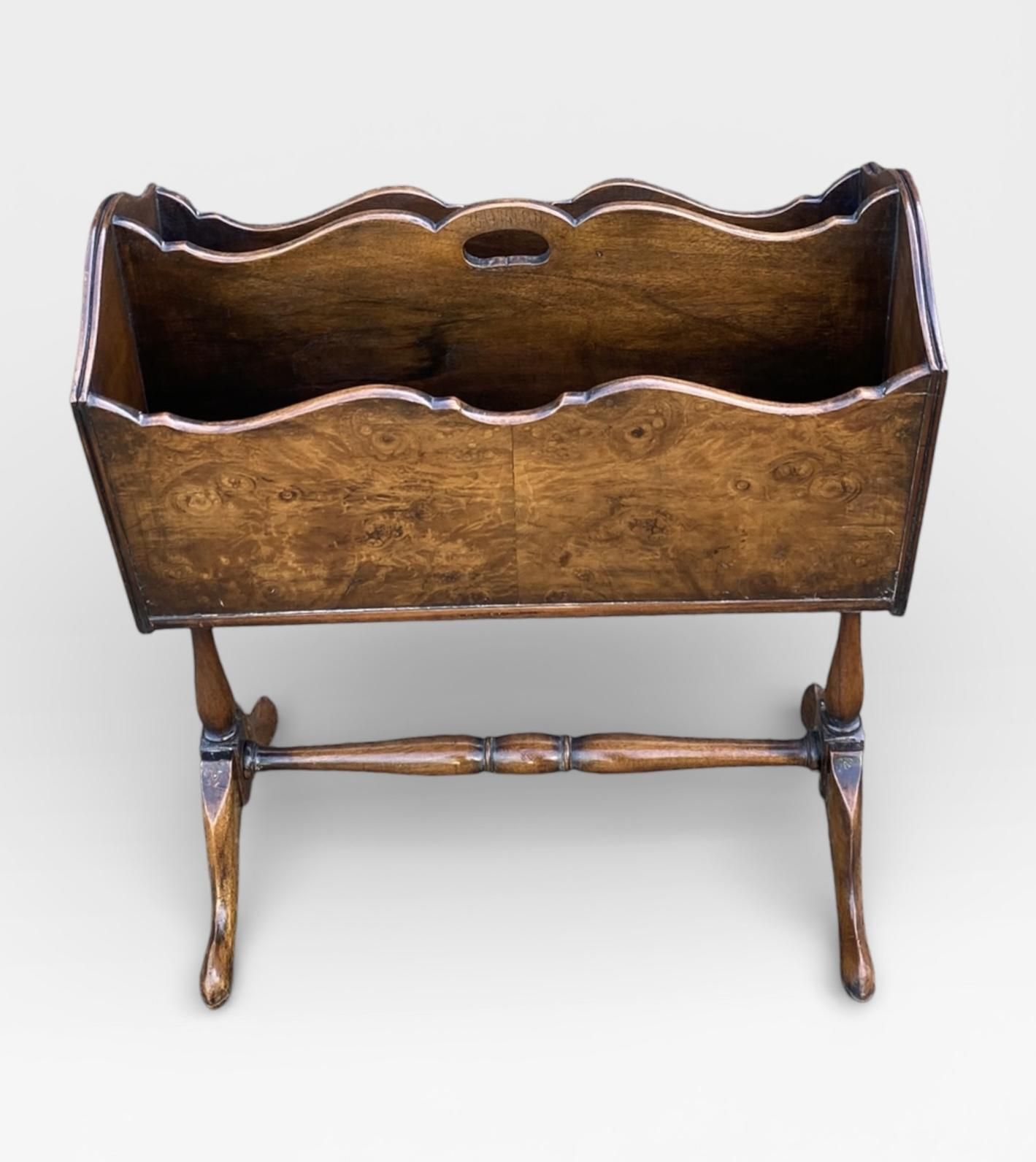 Queen Anne Style Burr Walnut Canterbury / Magazine Rack (C.1920) photo Home Decor