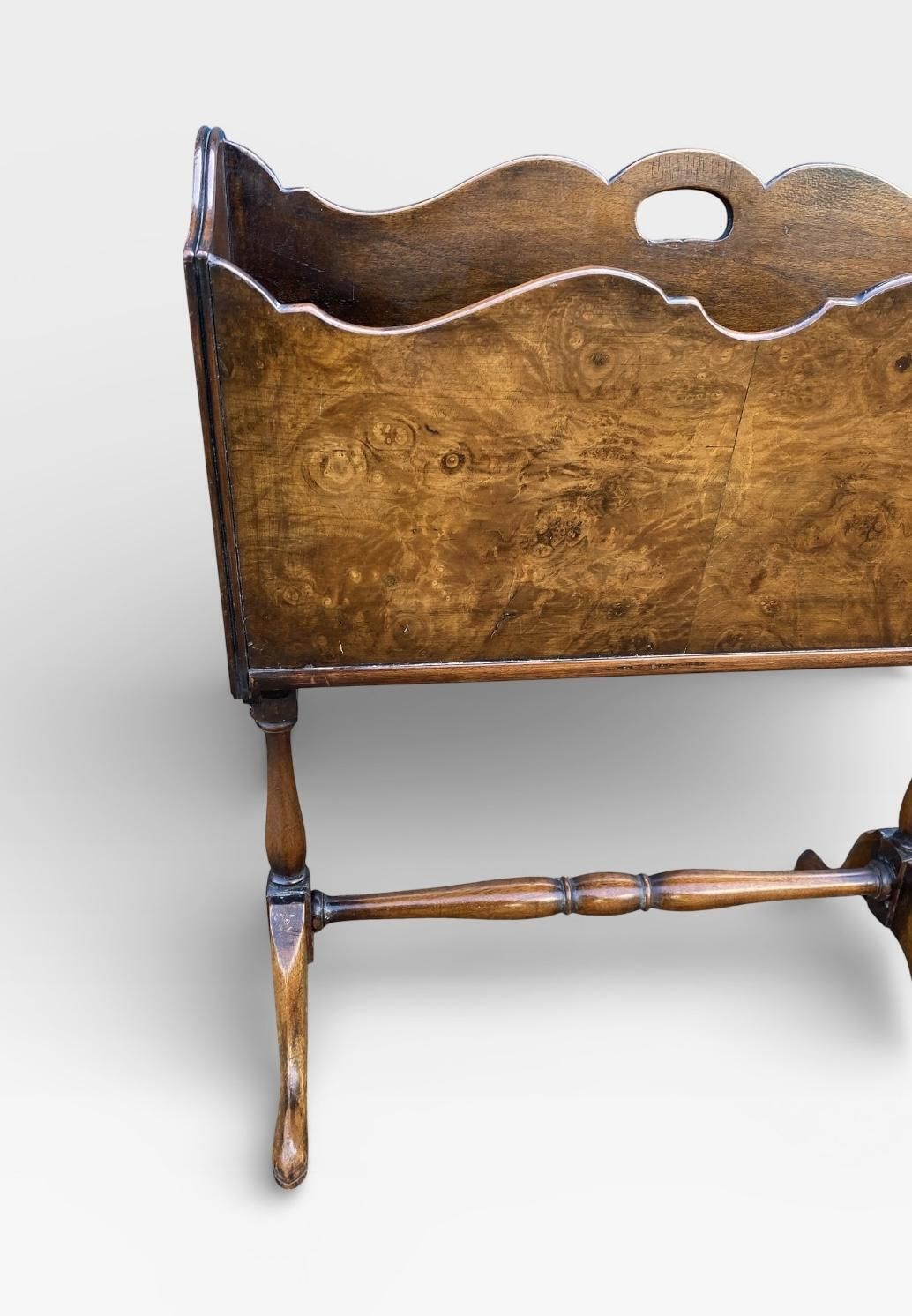 Queen Anne Style Burr Walnut Canterbury / Magazine Rack (C.1920) photo vinterior